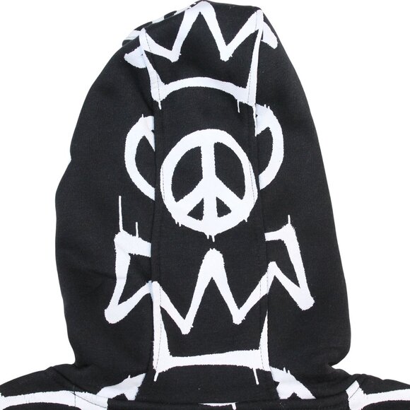 Create 2MEW Mens XL Sweatshirt Hoodie Black All Over Graffiti Embroidered Skull - Picture 6 of 14